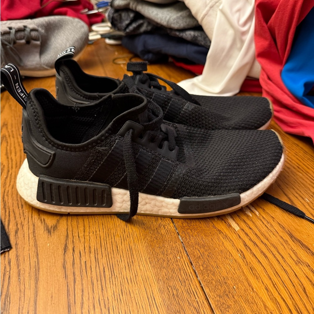 Adidas Black Mesh Sneakers with Cream Sole